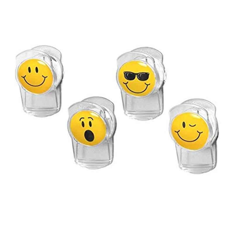 Spectrum 1x1.5x0.75 inch Plastic Clear Smiley Face Magnetic Clip (Pack of 4)