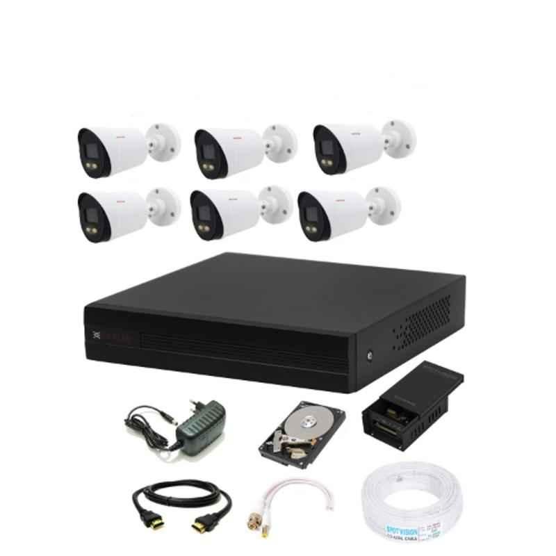 CP Plus 2.4MP White & Black 6 Pcs Outdoor Camera, 8 Channel DVR & Hard Drive Kit with All Accessories, CP-GPC-T24PL2-S-6 Pcs