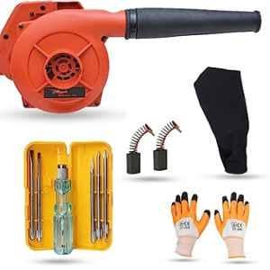 Hillgrove 800W Plastic Red Electric Air Blower with Carbon Brushes, Gloves & 5 in 1 Screwdriver, HGCM1130