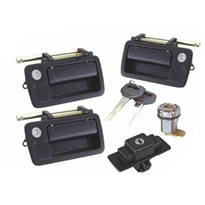 Car International Plastic & Metal 5 in 1 Locking Kit in Black & Silver for Tata Sierra, CI-729