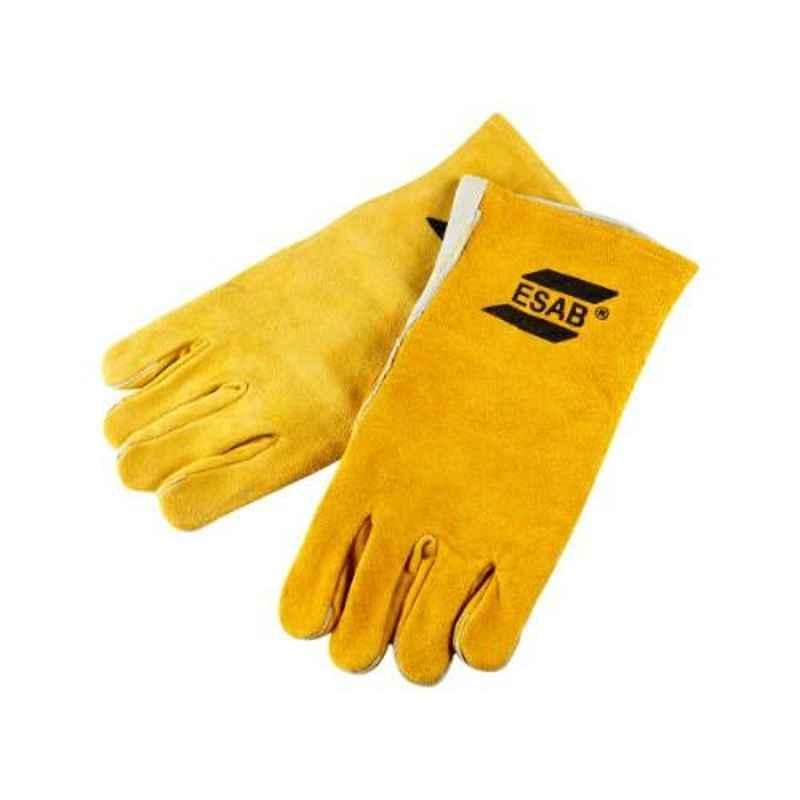 ESAB Yellow Split Leather Welding Hand Gloves, Size: L