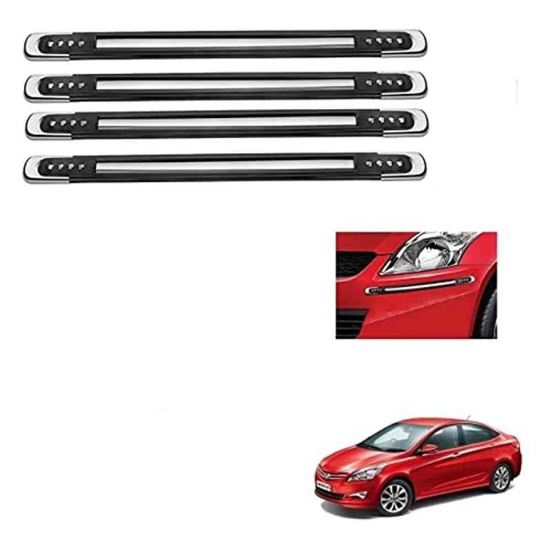 Kozdiko 4 Pcs Black Designer Car Bumper Protector Guard Set for Hyundai Fluidic Verna 4s