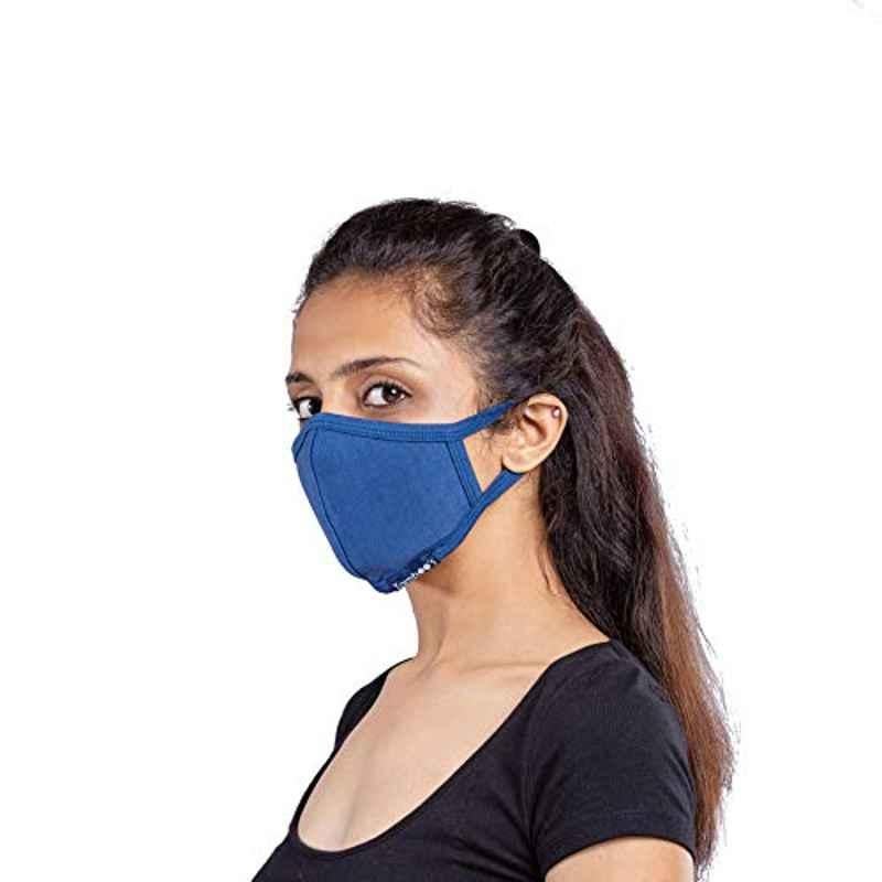 Tamboos Bamboo Cotton Deep Blue Washable & Reusable Mask (Pack of 2)