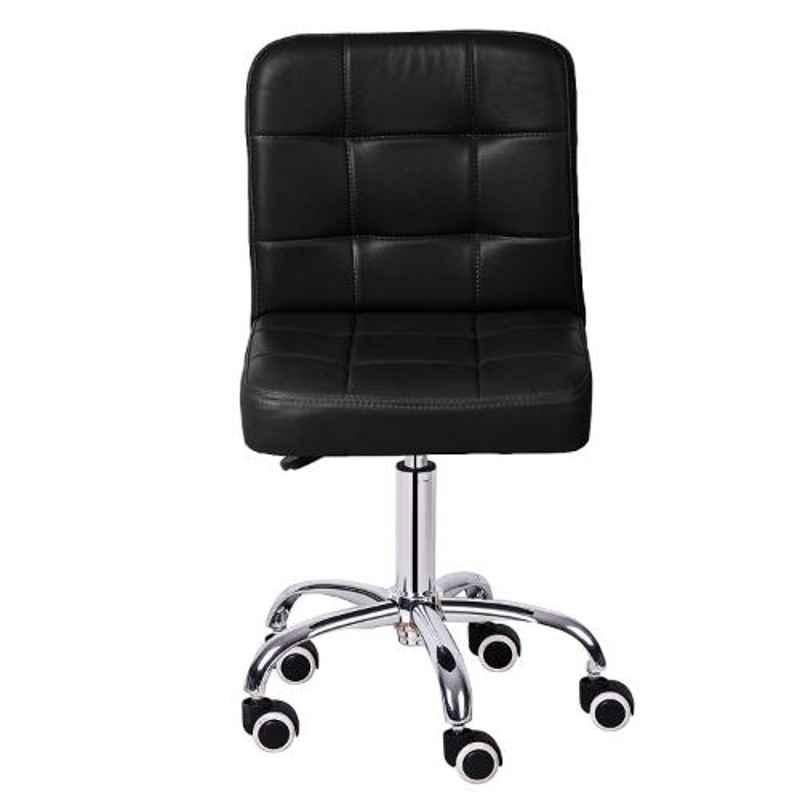 Da Urban Bion Black Fabric & Foam Stool Chair with Wheels & Low Back