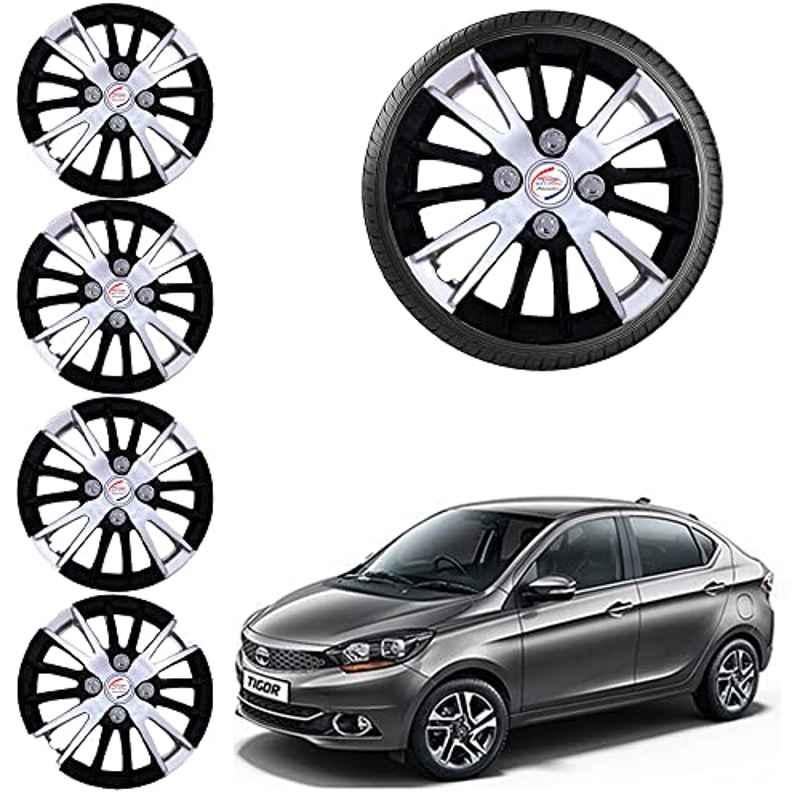 Auto Pearl 4 Pcs 13 inch ABS Black & Grey Car Wheel Cover Set for TATA Tiago XB, XE & XM