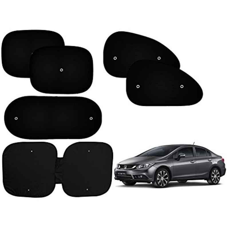 Auto Pearl 6 Pcs PVC & Mesh Black Window, Front & Rear Sun Shade Set for Honda Civic