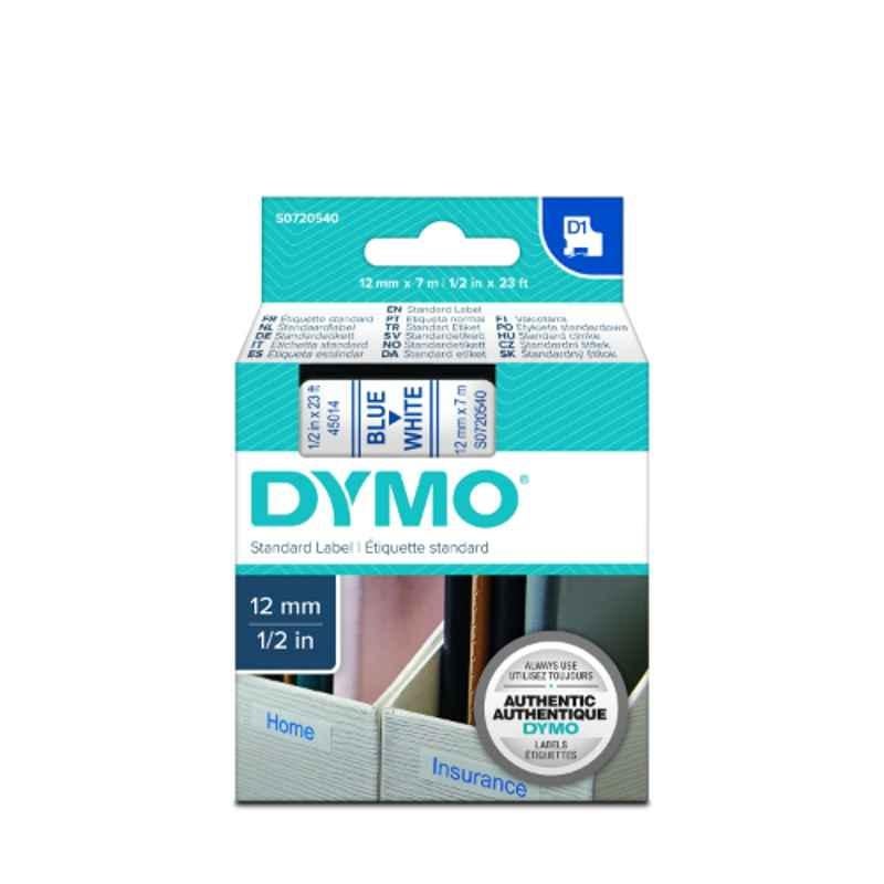 Dymo S0720540 12mmx7m Blue on White D1 Label Maker Tape, 45014