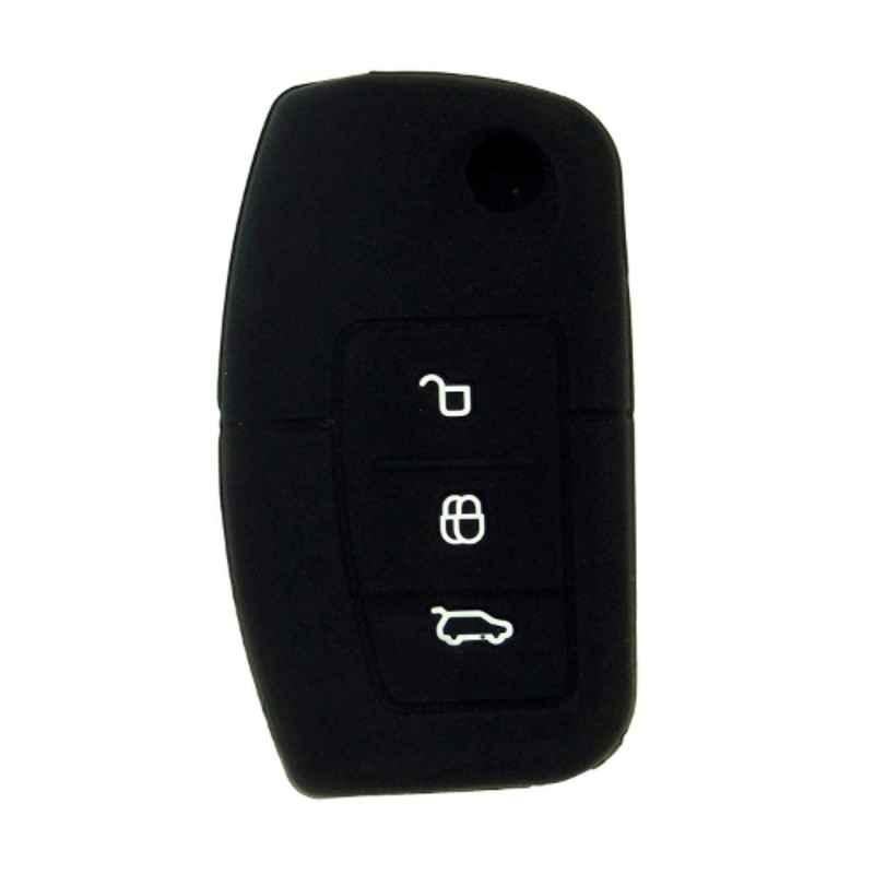 AllExtreme EX3KCFE 3 Buttons Black Silicone Car Remote Key Cover Shell Case Body