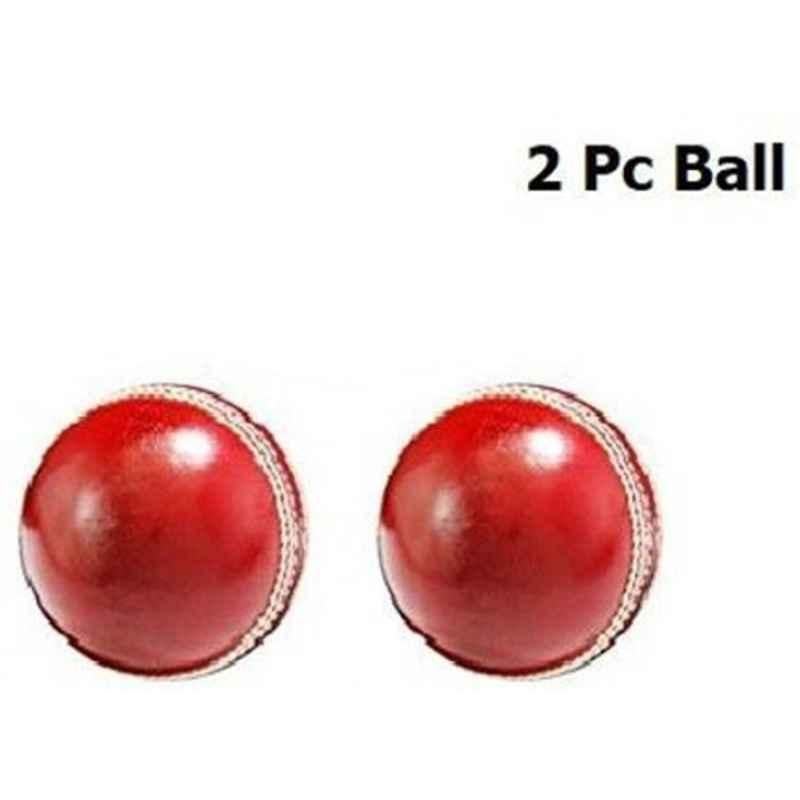 HHS Sports Standard Red Cricket Leather Ball (Pack of 2)