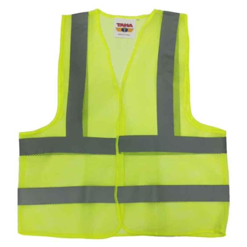 Taha Polyester & Mesh Yellow SJ 4 Line Safety Jacket, Size: L