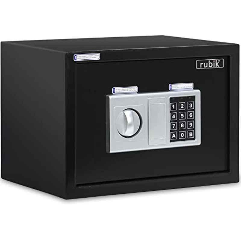 Rubik RB25EDS Alloy Steel Black Document Safe Locker with Digital Keypad & Key Lock, 25x35x25 cm