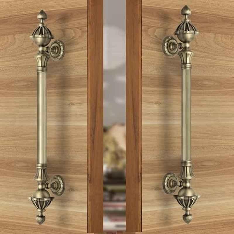 Plantex 18 inch Aluminium & Zinc Brass Antique Door Pull Handle, S-136 (Pack of 2)