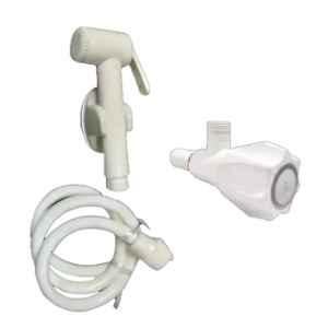 Fastgear ABS Plastic Health Faucet Set with Angle Wall Cock, 1m PVC Pipe & Hook