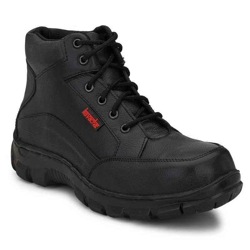 Kavacha S50 Pure Leather Steel Toe PVC Black Work Safety Shoes, Size: 8