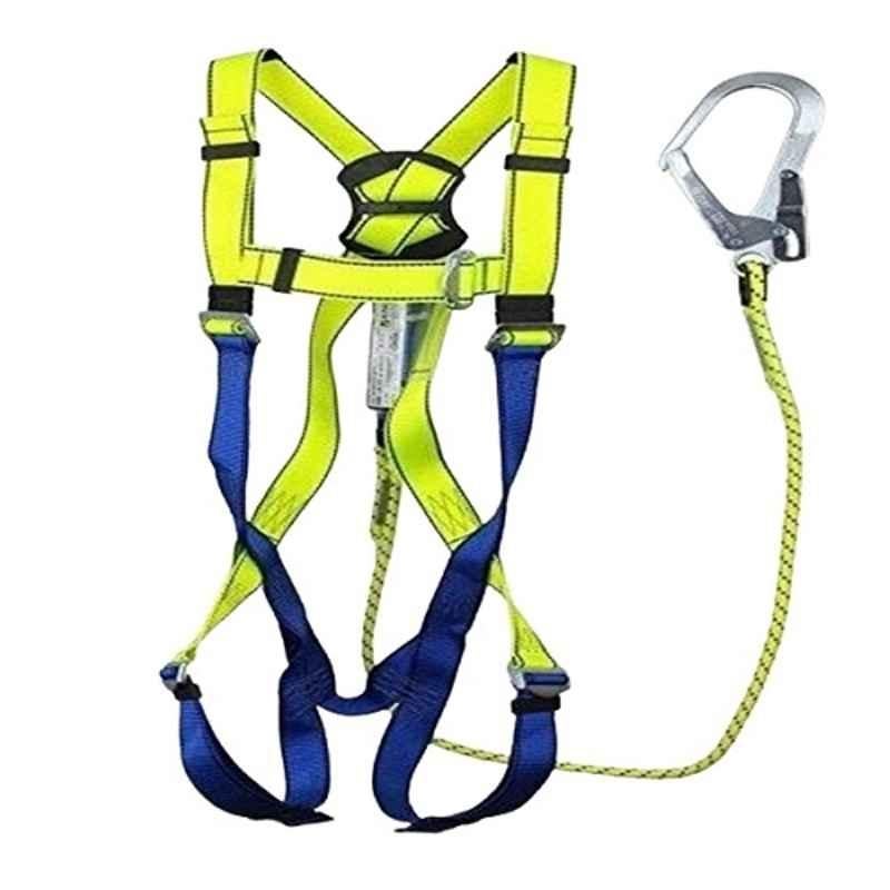 Workstar Yellow & Blue Polyamide Lanyard Full Body Safety Harness without Tool kit