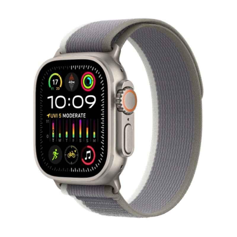 Apple Ultra 2 49mm Titanium Case GPS & Cellular Smart Watch with S/M Green & Grey Trail Loop, MRF33AE/A