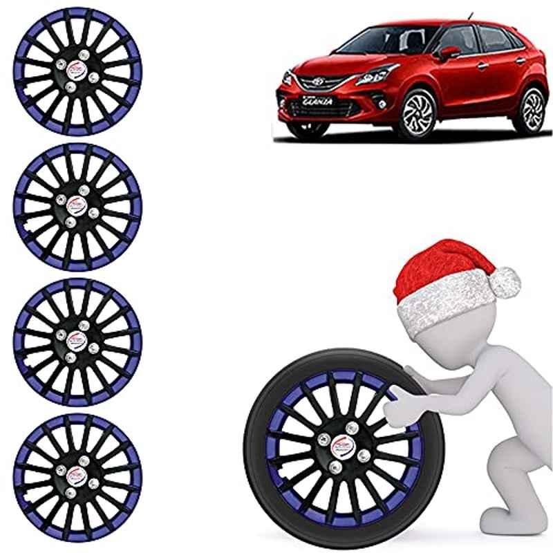 Auto Pearl 4 Pcs 15 inch ABS Black & Blue Car Wheel Cover Set for Toyota Glanza