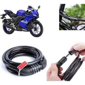 Auto Pearl PVC & Plastic Black Combination Cable Lock for YZF-R15 V3 New BS6