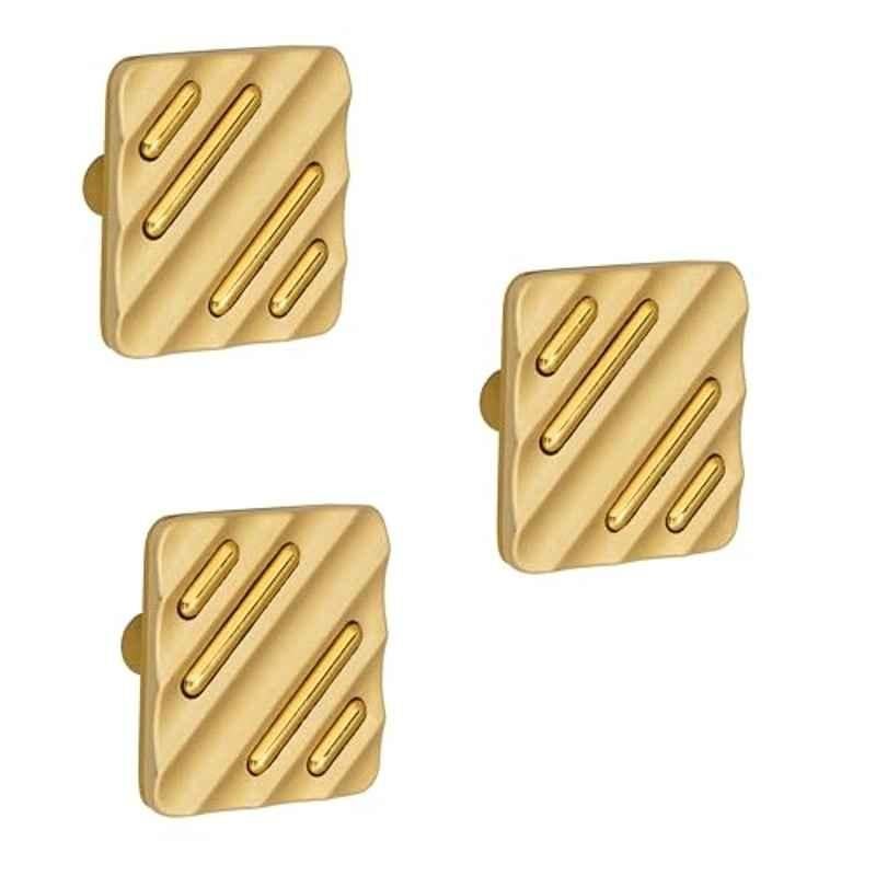 Plantex Knobs for Drawers/Drawer Knobs for Cabinets/Pull-Push Knobs for Kitchen/Bedroom Drawer (Pack of 3) SH-434, Gold & Gold Matte