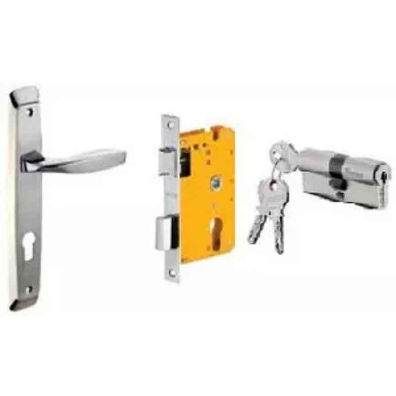 Dorset ML Series Zara 70mm Stainless Steel Silver Chrome Finish Door Handle Lock Set with Both Side Key Cylinder, ML ZA