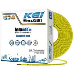 KEI 2.5 Sqmm 1 Core Homecab FR Yellow Copper PVC Insulated Unsheathed Multistrand Flexible Cable, Length: 180 m