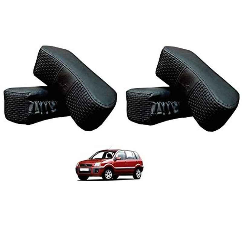 Kozdiko 4 Pcs CV Designer Black Leatherite Neck Rest Car Cushion Pillow Set for Ford Fusion