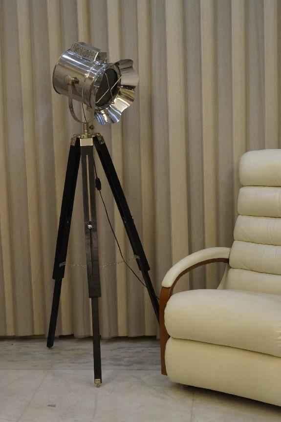 Tucasa Mango Wood Black Tripod Spot Light Floor Lamp With Chrome Shade P 93 At 8911 Tucasa Mango Wood Black Tripod Spot, Tripod Spotlight Floor Lamp The Range