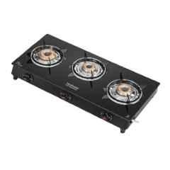 Hindware Benecio Plus 3B Glass Top Cooktop with 3 Brass Burner & Manual Ignition, CT 100214