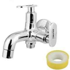 Gold Bell Brass Wall Mounted Chrome Finish 2 In 1 Cross Bib Cock Bathroom Tap
