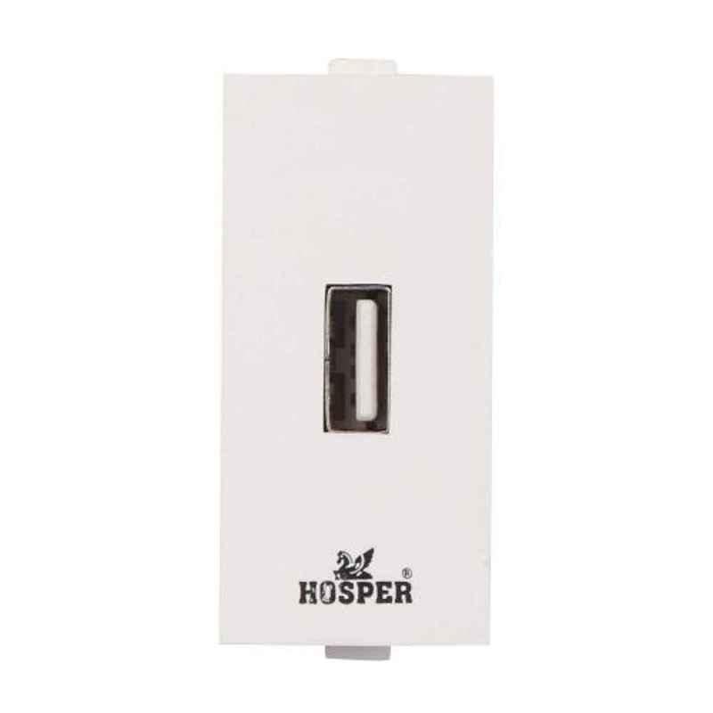 Hosper 2.1A White Plastic USB Wall Socket, HS-11