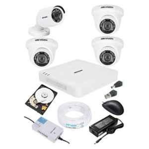 Hikvision 720P 1 Bullet & 3 Dome Camera, 1TB Hardisk & 4 Channel DVR Kit with all Accessories