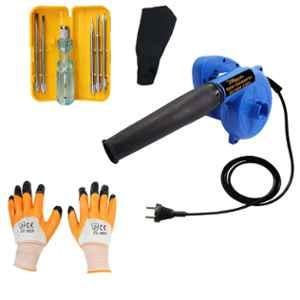 Hillgrove HGCM348M1 800W 18000rpm Electric Suction Dust Cleaner Air Blower, 5-in-1 Screwdriver Kit & Gloves Combo, HGCM640