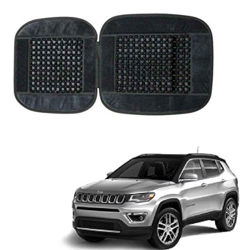 Kozdiko Car Wooden Bead Seat Cover Cushion with Grey Velvet Border for Jeep Compass