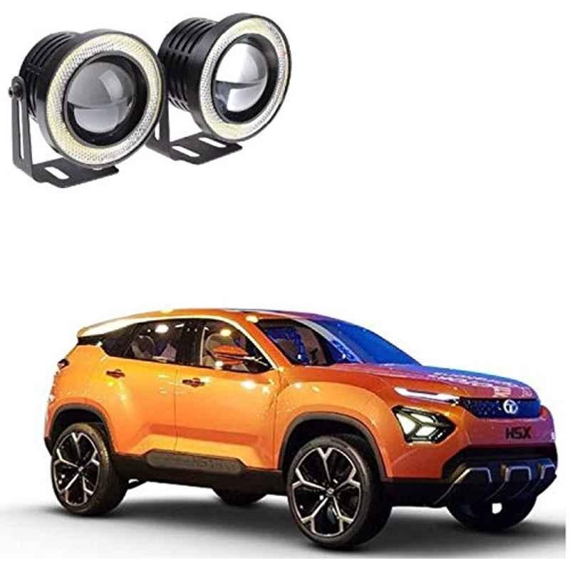 Kozdiko 2 Pcs 15W 3.5 inch High Power White LED Projector COB Fog Light Set with White Angel Eye Ring for Tata H5X, koz_72619