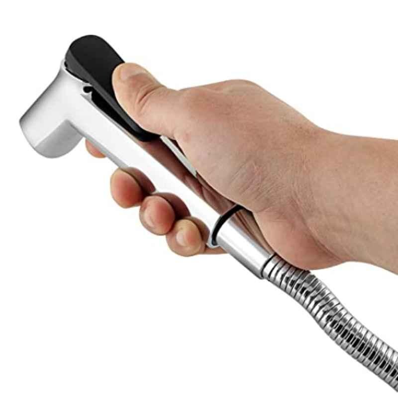 Marcoware ABS Chrome Finish Health Faucet with Easy-Press Handle, Flexible Hose & Wall Hook