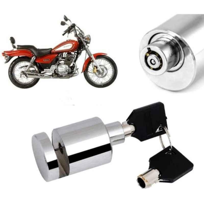 Auto Pearl Stainless Steel Silver Heavy Duty Anti Theft Motorcycle Disc Brake Lock, Lock-478