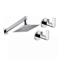 Fastgear 3 Pcs Prime Stainless Steel Silver Chrome Finish Faucet Set with Shower, FG2268