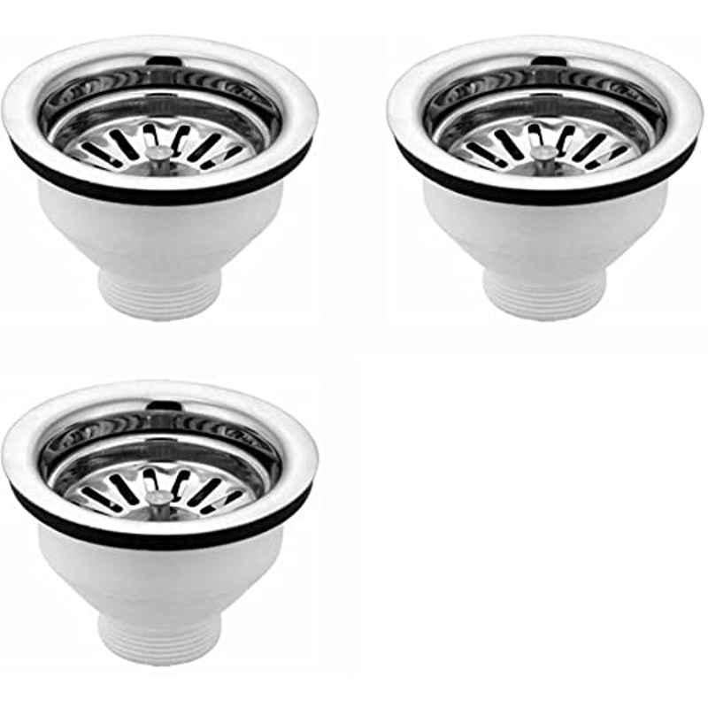 Spazio 4 inch Stainless Steel Chrome Finish Sink Waste Coupling (Pack of 3)