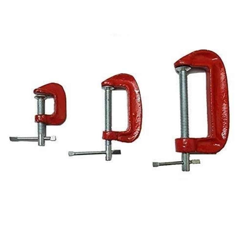 Forgesy Chromium Vanadium Steel Red Mini C Or G Clamp Set with Chrome Plated Screw