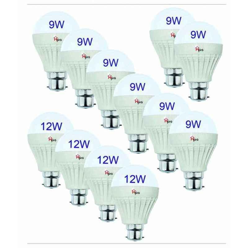 Homepro Combo of 8 Pieces 9W & 4 Pieces 12W White LED Bulbs