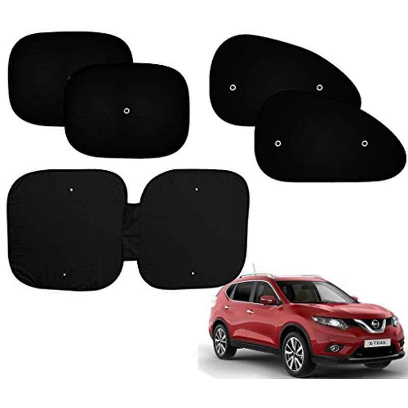 Auto Pearl 5 Pcs PVC & Mesh Black Window & Front Sun Shade Set for Nissan X-Trail