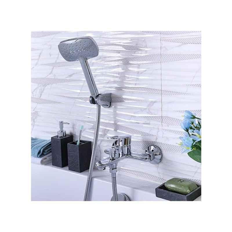 Milano Dito Metal Silver Bath Mixer with Shower Set, 140100100724