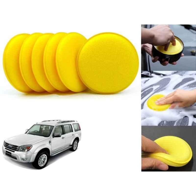 Auto Pearl Polyurethane Beige Washing & Waxing Polish Foam Sponge for Endeavour 2003-2007 (Pack of 6)