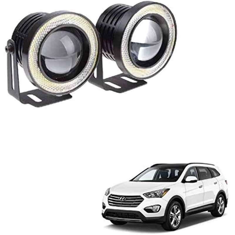 Kozdiko 2 Pcs 15W 3.5 inch High Power White LED Projector COB Fog Light Set with White Angel Eye Ring for Hyundai Santafe, koz_72560