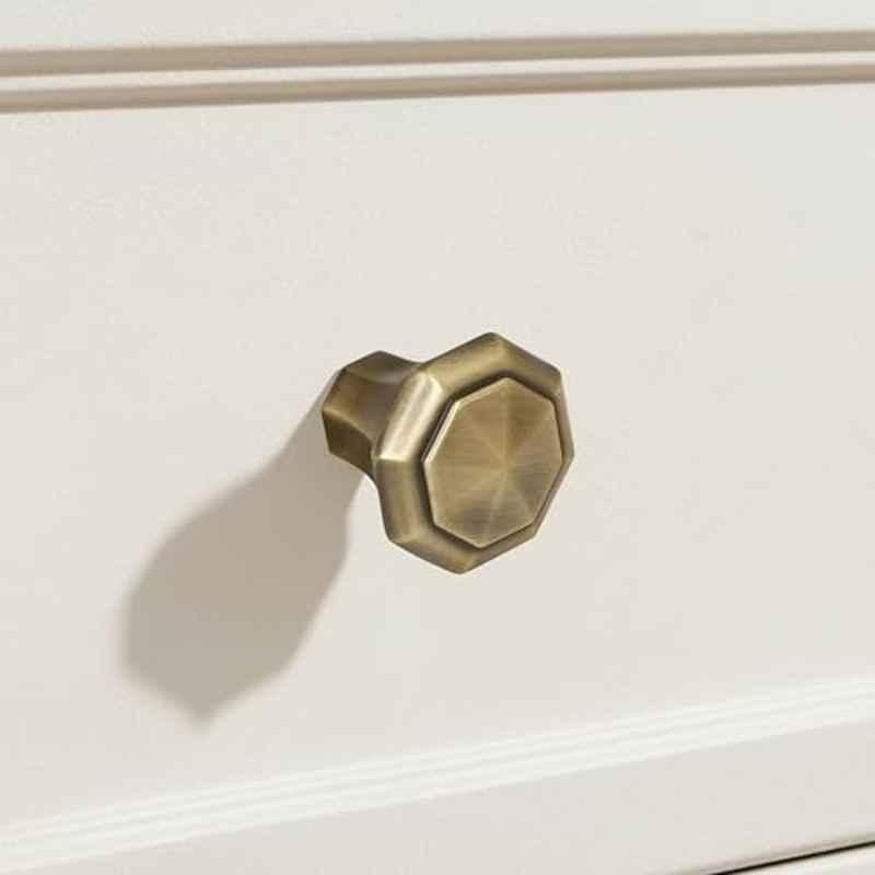 Plantex Knobs for Drawer/Octagon Shape Drawer Knobs/Knobs for Cabinets/Pull-Push Knobs for Kitchen/Bedroom Drawer DTK-302, Antique Brass