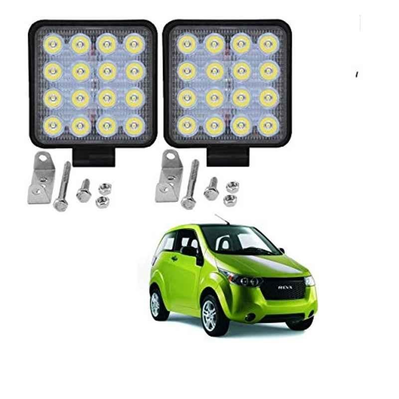 Kozdiko 2 Pcs 48W 16 LED White Bright Beam Square Fog Light Set for Mahindra Reva, koz_92791