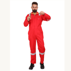 Club Twenty One Workwear Dubai Cotton Red Reflective Safety Coverall, 2008, Size: L