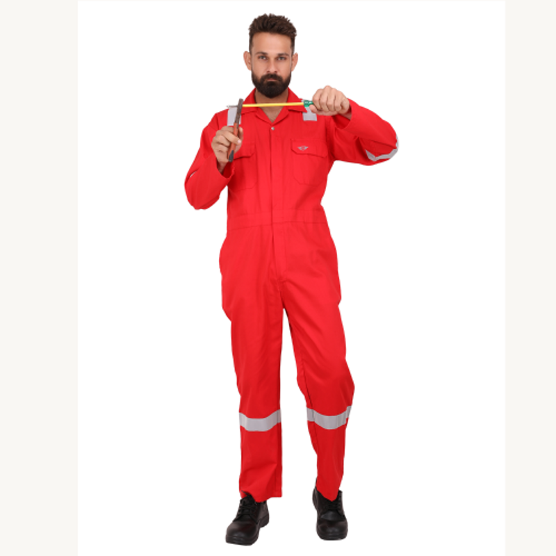 Club Twenty One Workwear Dubai Cotton Red Reflective Safety Coverall, 2008, Size: L