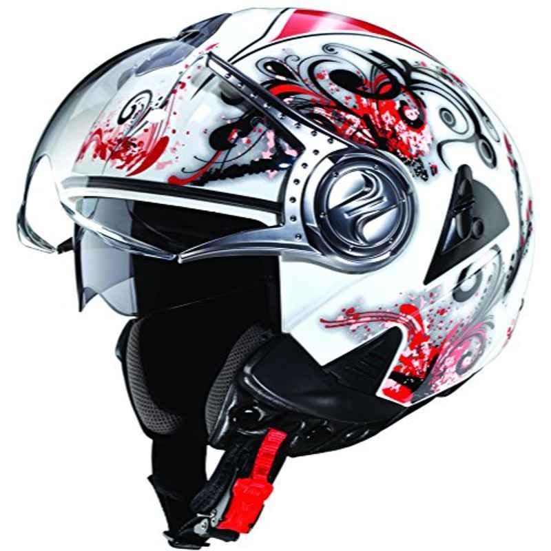 Buy Studds Downtown D1 White Red Decor Open Face Motorbike