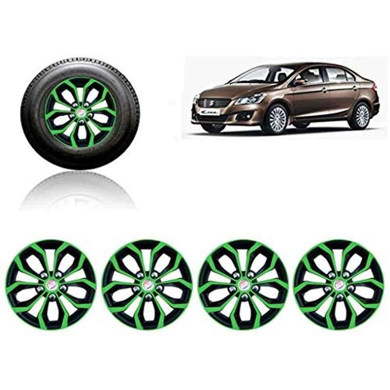 Auto Pearl 4 Pcs 15 inch ABS Green & Black Car Wheel Cover Set for Maruti Suzuki Ciaz